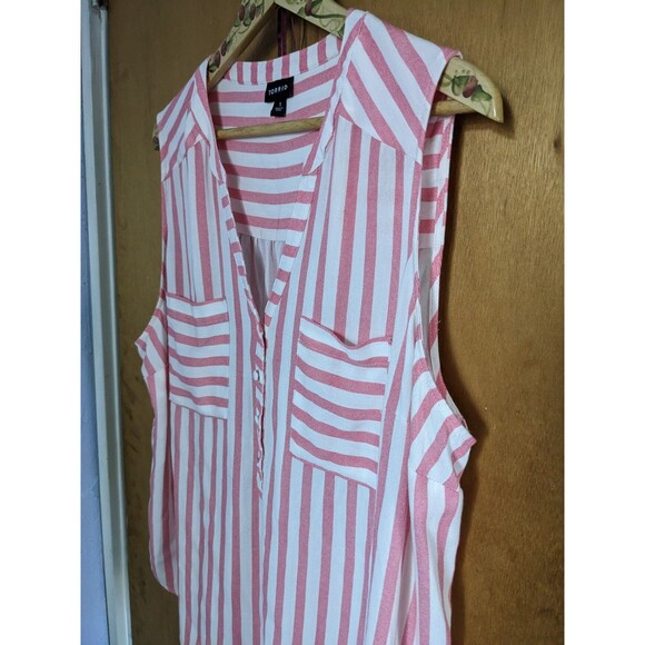 Torrid Women's Harper Washable Gauze Sleeveless Pullover Blouse Pink White Sz 1 - Picture 5 of 8
